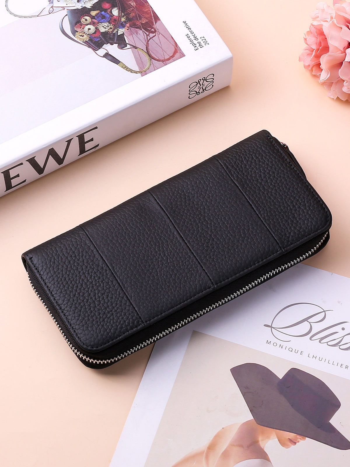 Women's Long Genuine Leather Large Capacity Mobile Ladies Wallet