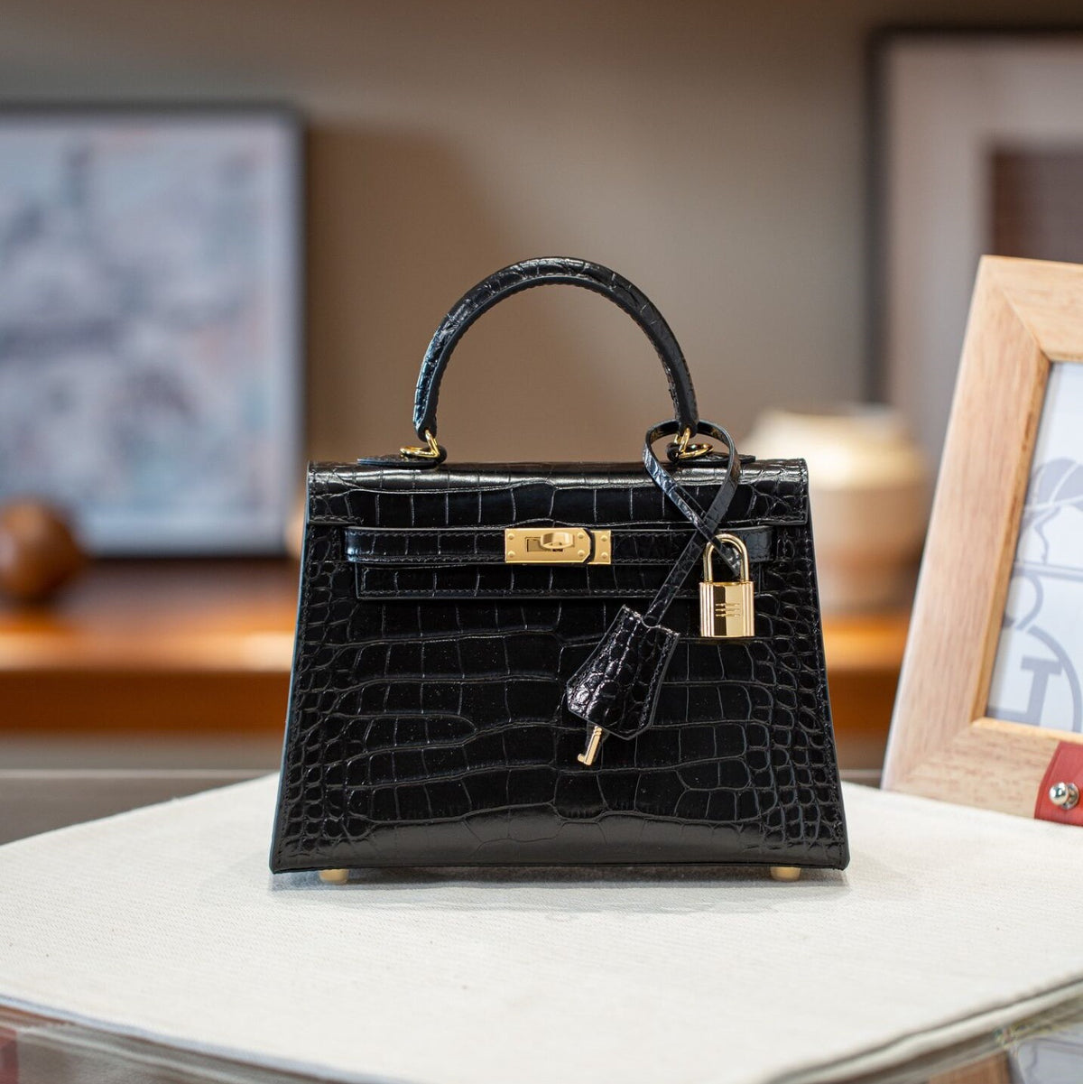 Women's Crocodile Pattern Second Generation Kelly Retro Bags