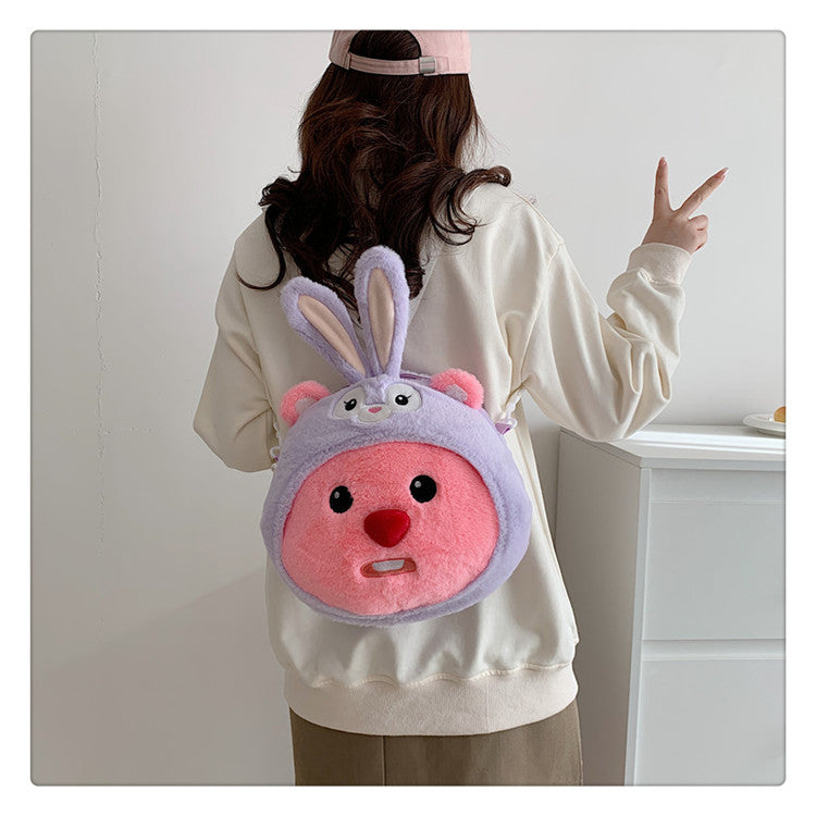 High Plush Cartoon Cute Toothless Big Head Women's Messenger Bag