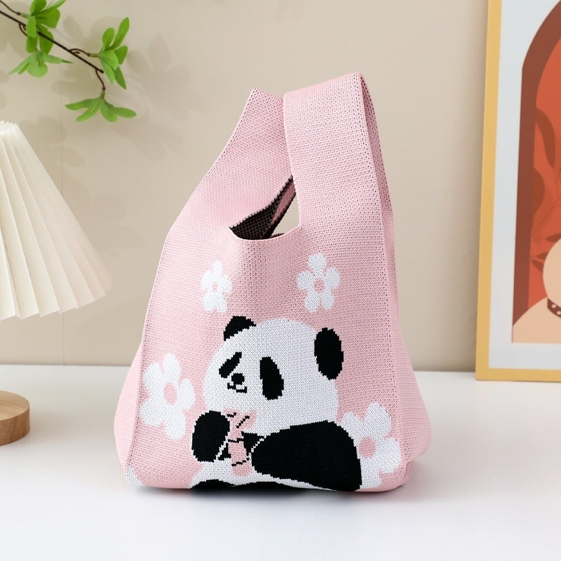 National Fashion Giant Panda Knitted Niche Gift Hand Cute Wild Women's Handbag
