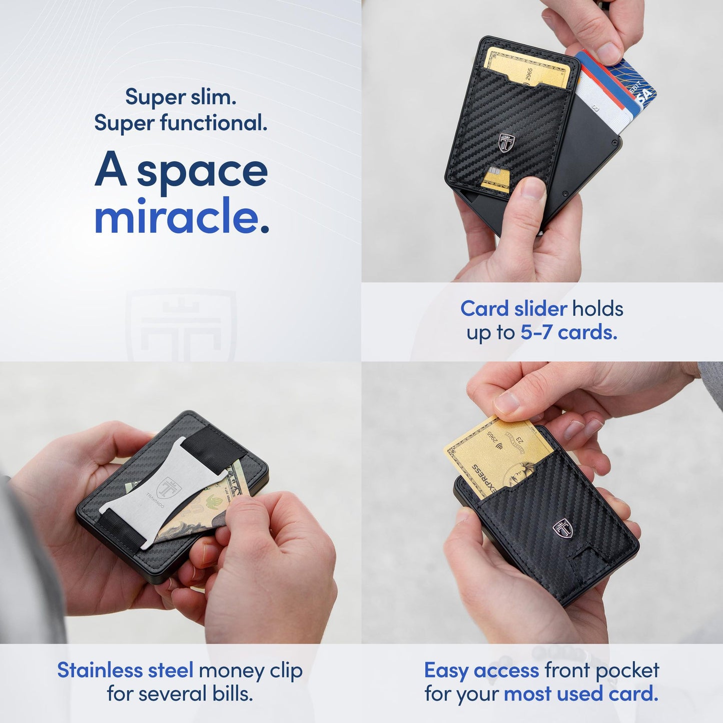 Men's Carbon Fiber Leather Full Large Capacity Position First Men's Wallets