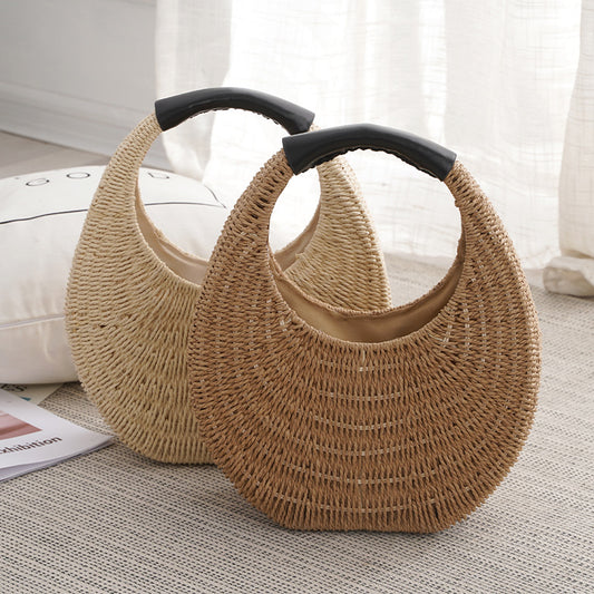 Straw Rattan Woven Hand-woven Storage Jewelry Handbags