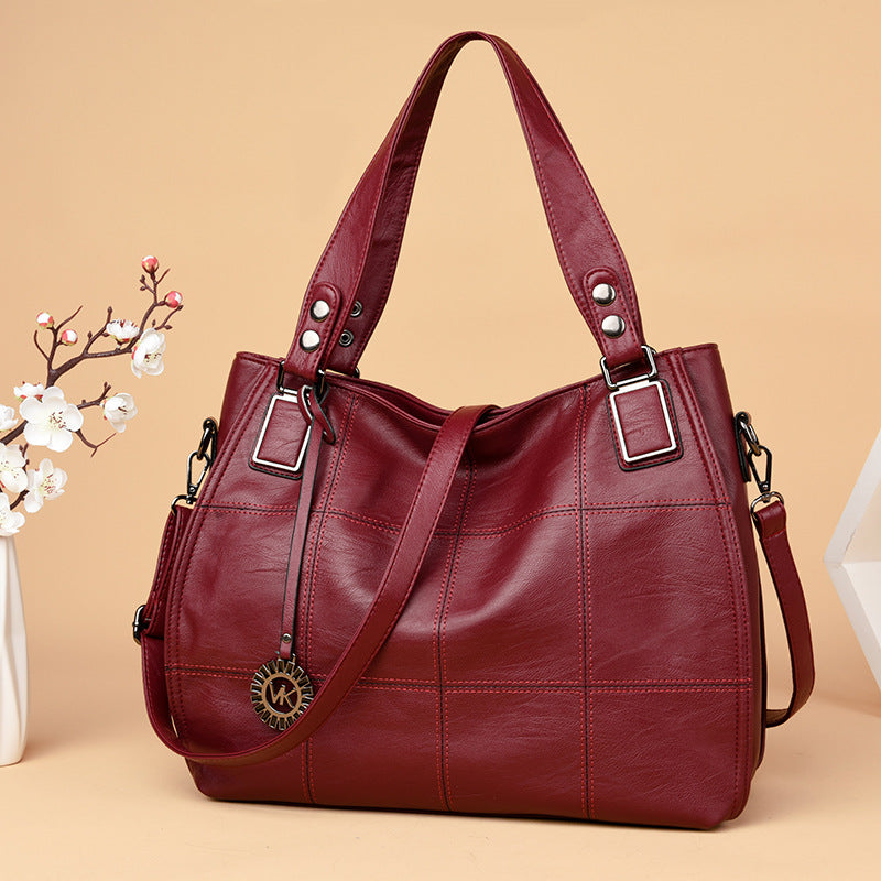 Women's Large Capacity Korean Stitching Embroidery Thread Crossbody Bags