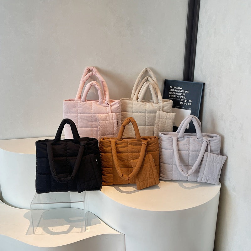 Women's Solid Color Simple Fashion Cotton Coat Women's Shoulder Bag