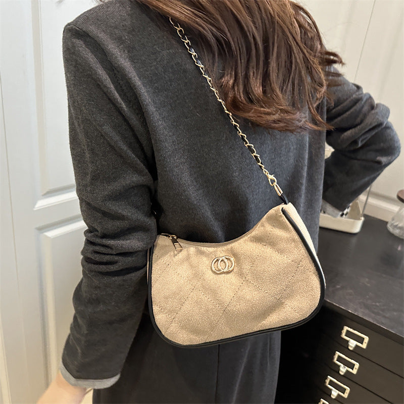 Women's Suede Rhombus Chain Horizontal Underarm Women's Shoulder Bag