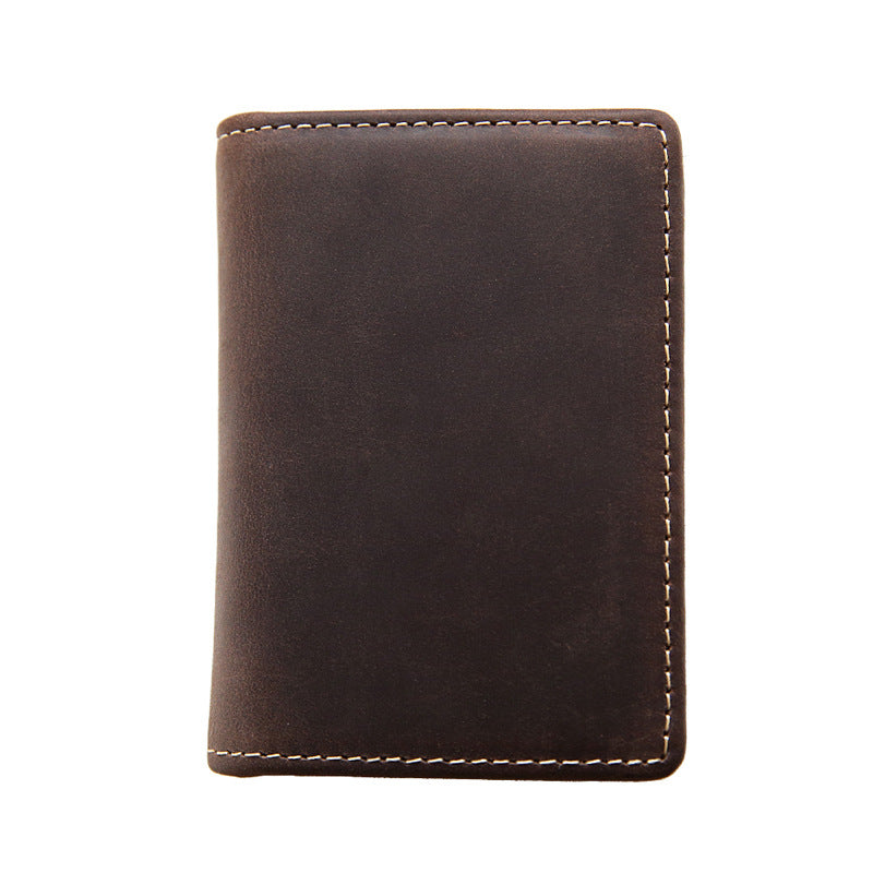 Men's Horse First Layer Cowhide Bank Short Genuine Card Holder