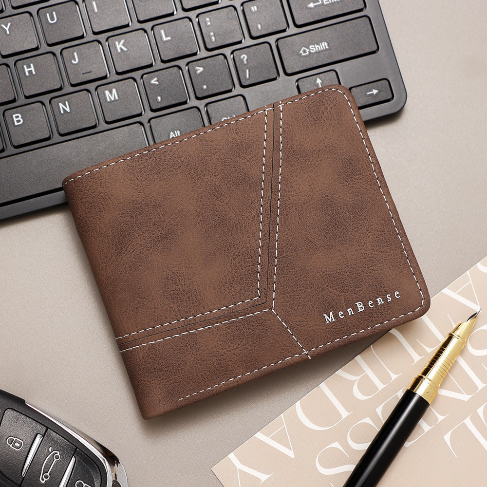 Men's Trendy Patchwork Short Multiple Slots Hinge Coin Purses