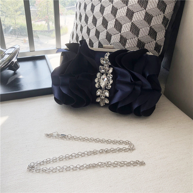 Clutch Fashion Rhinestone Chain Bridesmaid Silk Evening Bags