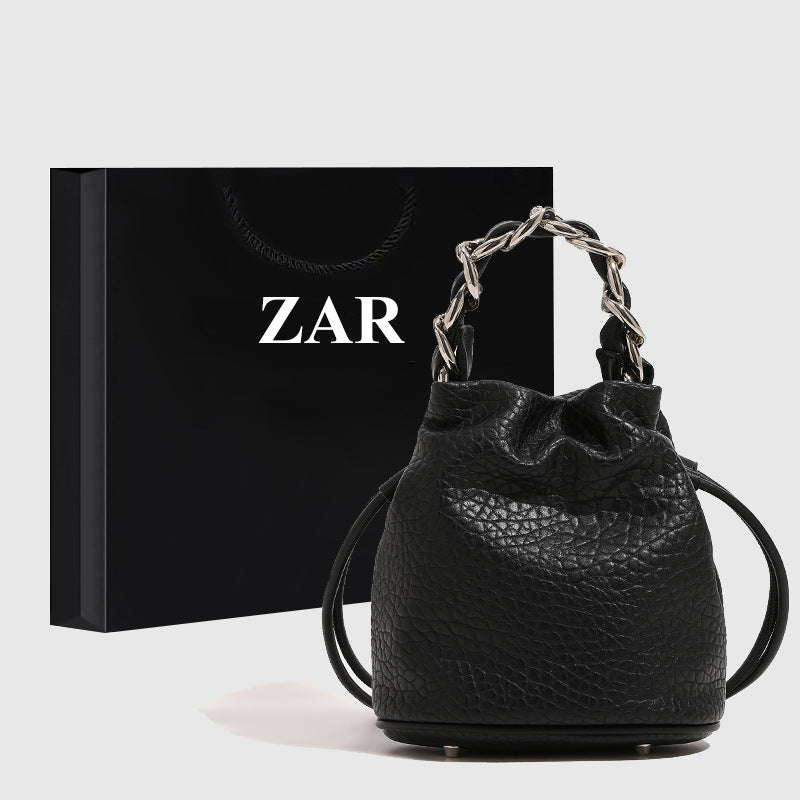 Women's Chain Lychee Pattern Fashion Niche High-grade Soft Bucket Bags