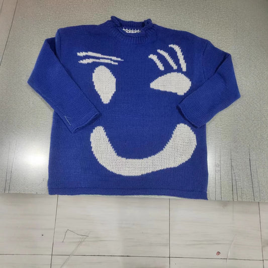 Color Knitted Round Neck Pullover Loose Sweaters
