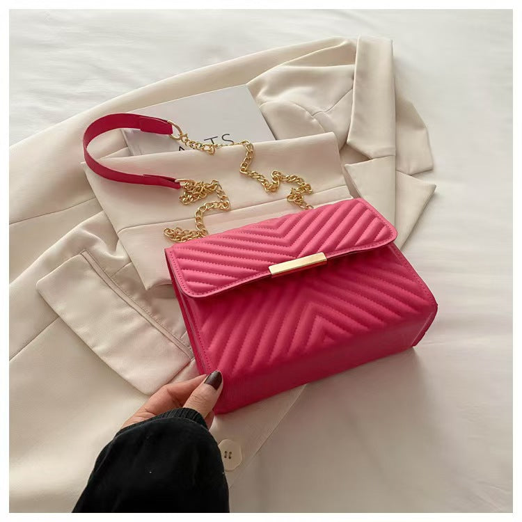 Indentation Diamond Quilted Fashion Simple Autumn Retro Textured Women's Shoulder Bag