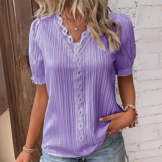 Women's Summer Holiday Fashion Short-sleeved Shirt Blouses
