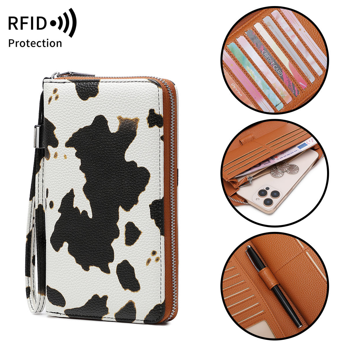 Women's Capacity Long Multi Slots Vintage Leopard Print Fashion Ladies Wallet