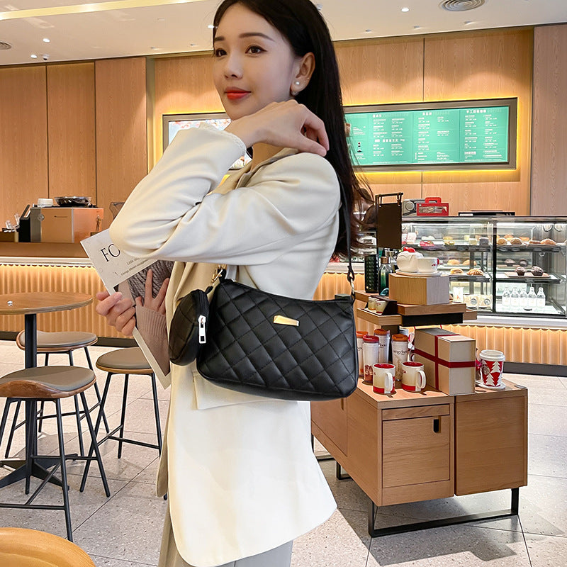 Set Trendy Diamond Pattern Textured Mother Live Bags