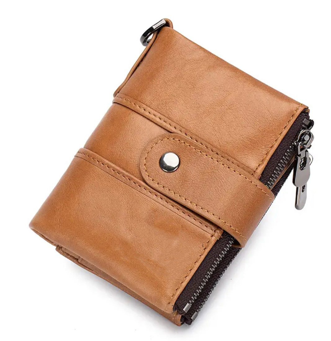 Men's Swiping Genuine Leather Multifunctional Zipper Vintage Men's Wallets
