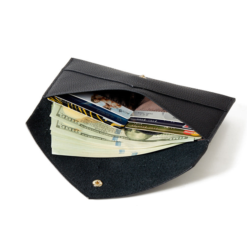Women's Genuine Leather Simple Thin Envelope Large Capacity Ladies Wallet