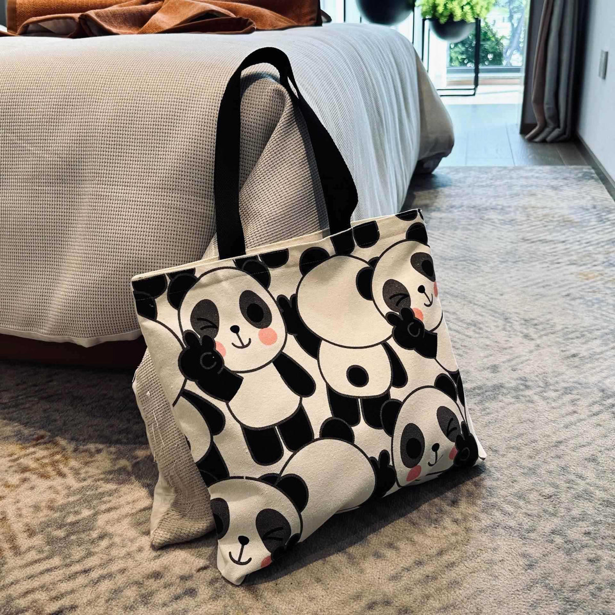 Women's Bear Canvas Large Capacity Class Portable Zippered Women's Shoulder Bag