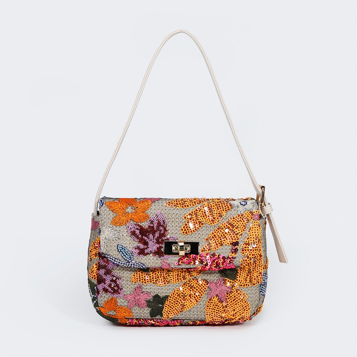 Women's Sequin Embroidery Underarm Summer Straw Woven Armpit Bags