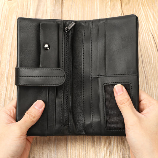 Men's Leather Long 2 Fold First Layer Men's Wallets