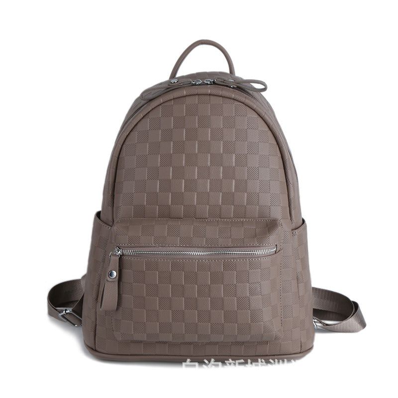 Women's Fashion Large Capacity Embossing Plaid Soft Backpacks