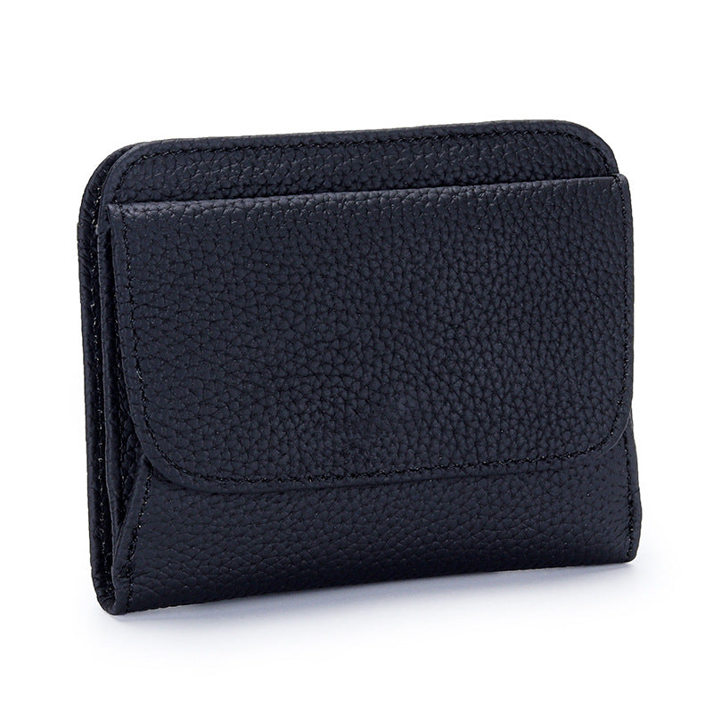 Women's Full Leather Simple Folding Genuine Ladies Wallet