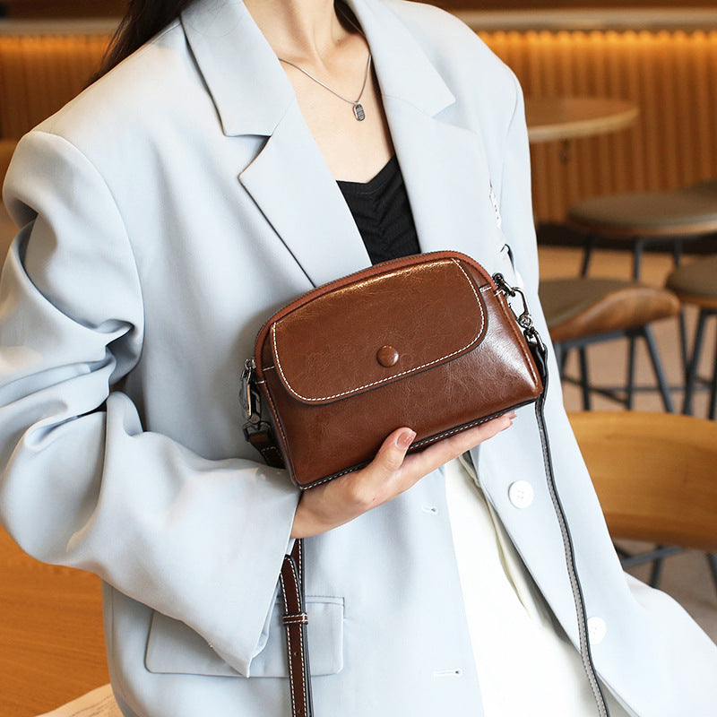 Women's Leather Korean Style Niche Western Mobile Crossbody Bags