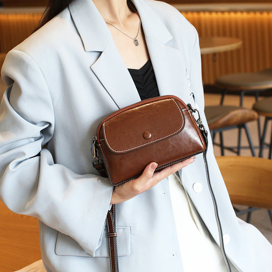 Women's Leather Korean Style Niche Western Mobile Crossbody Bags