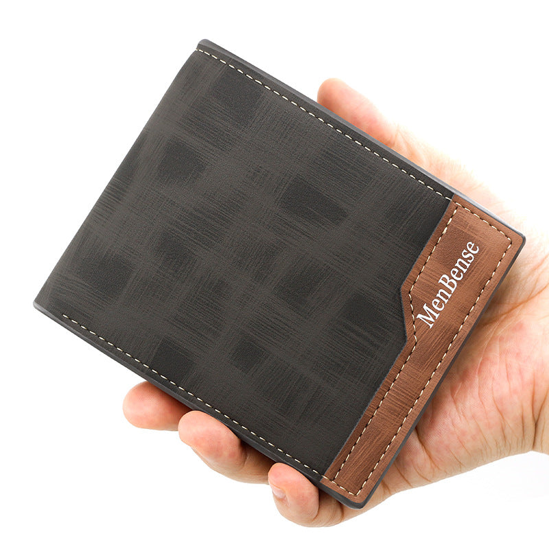 Men's Short Color Block Matte Multiple Slots Men's Wallet