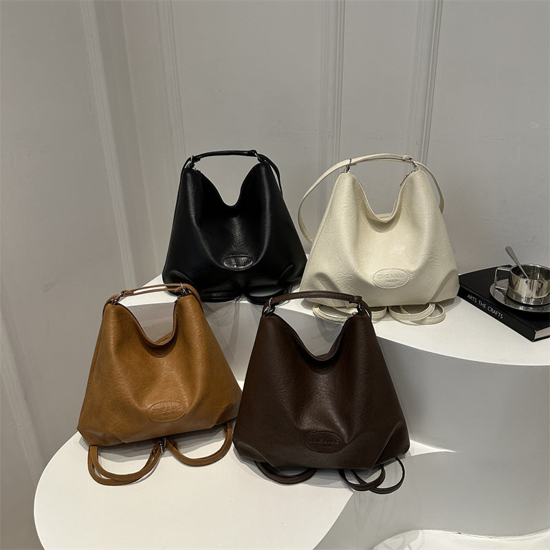 Women's Popular Leisure Retro Large Capacity Commuter Solid Color Bags