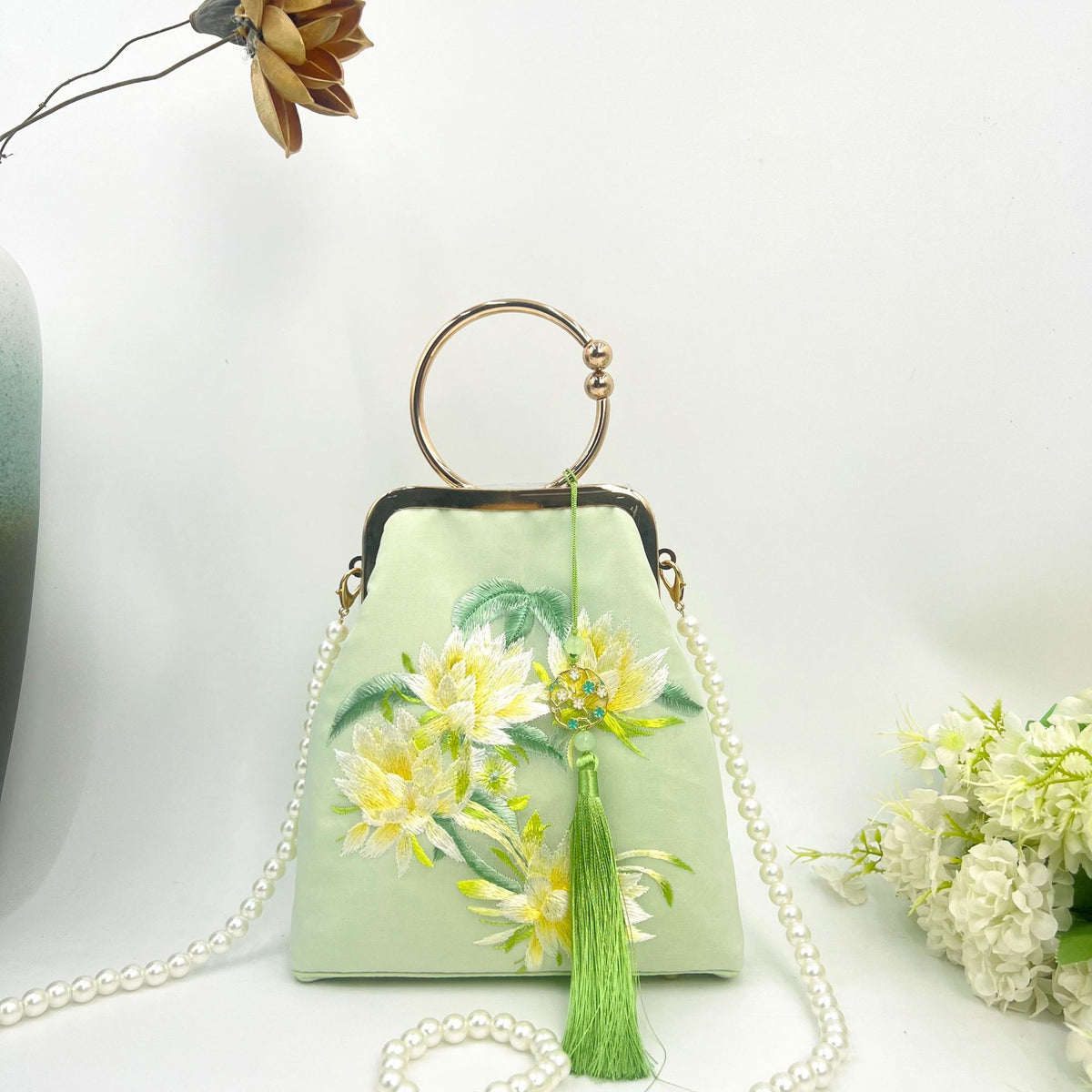 Chinese Cheongsam Brocade Finished Hand Large Women's Handbag