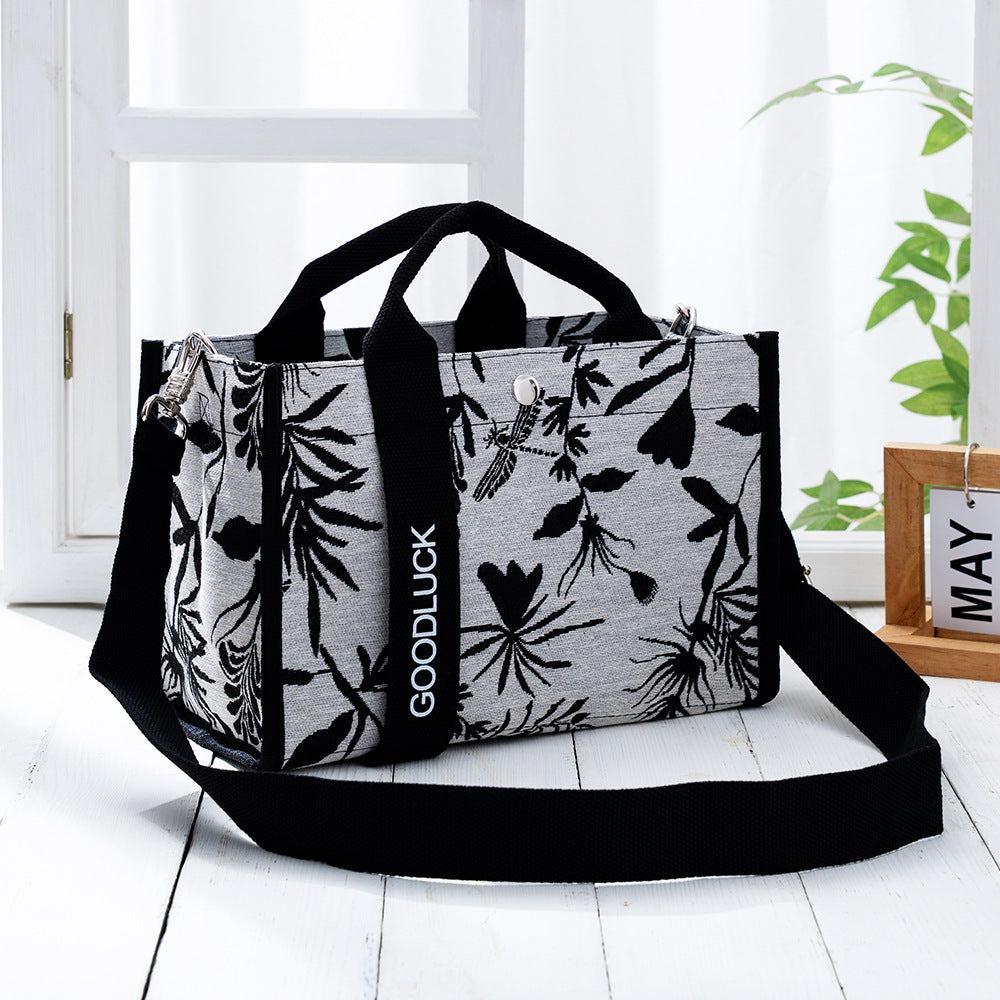 Women's Portable Waterproof Film Canvas Striped Handbags
