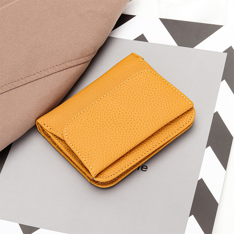 Women's Full Leather Simple Folding Genuine Ladies Wallet