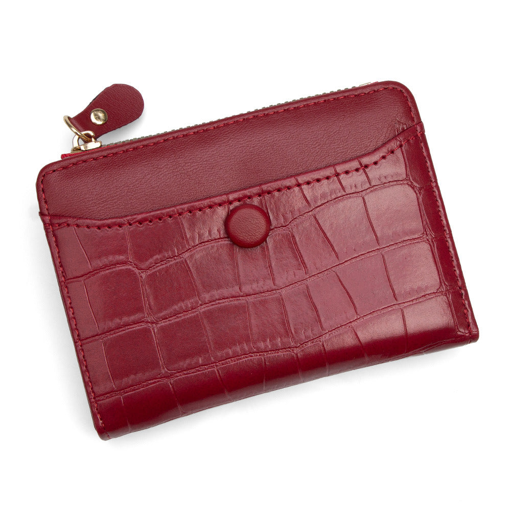 Women's Vintage Stone Pattern Multiple Slots Side Zipper Purses