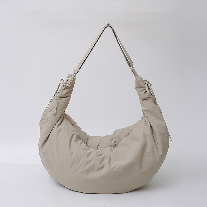 Women's Niche Pleated Crescent Hobo Simple Croissant Tote Bags