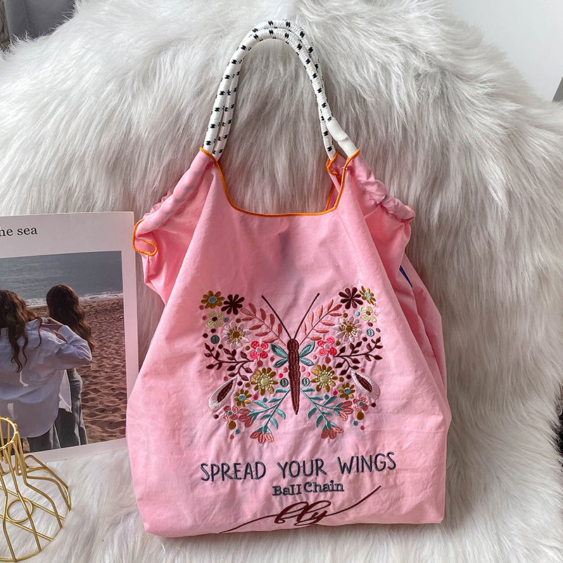Environmental Protection Embroidery Shopping Nylon Cloth Women's Handbag