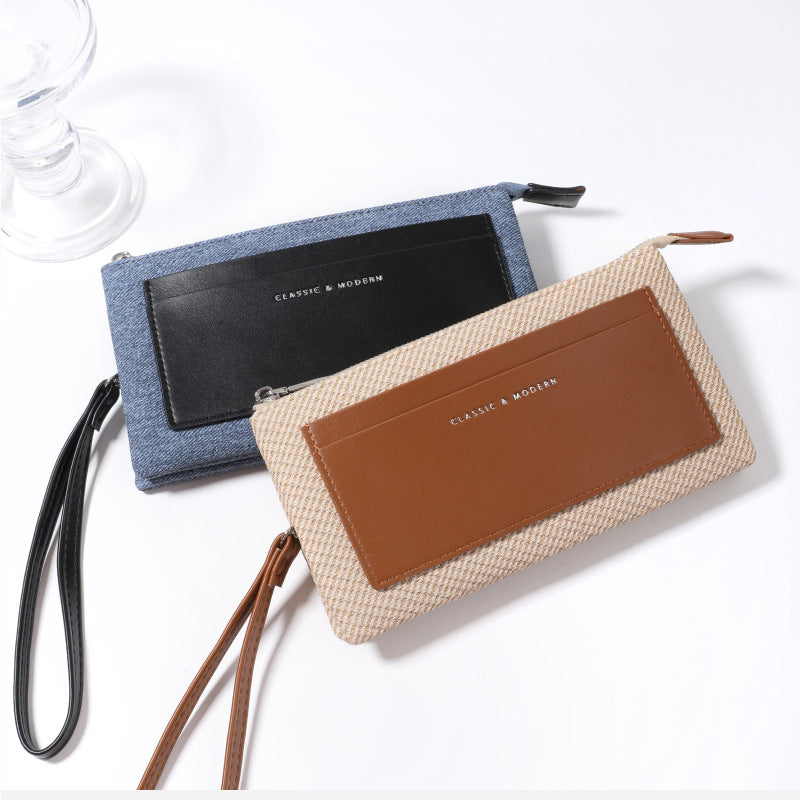 Durable Versatile Fashion Denim Texture Zipper Ladies Wallet