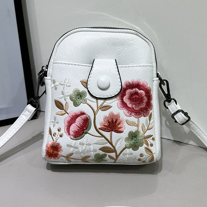Women's Fashion Female Embroidered Flower Mobile For Bags