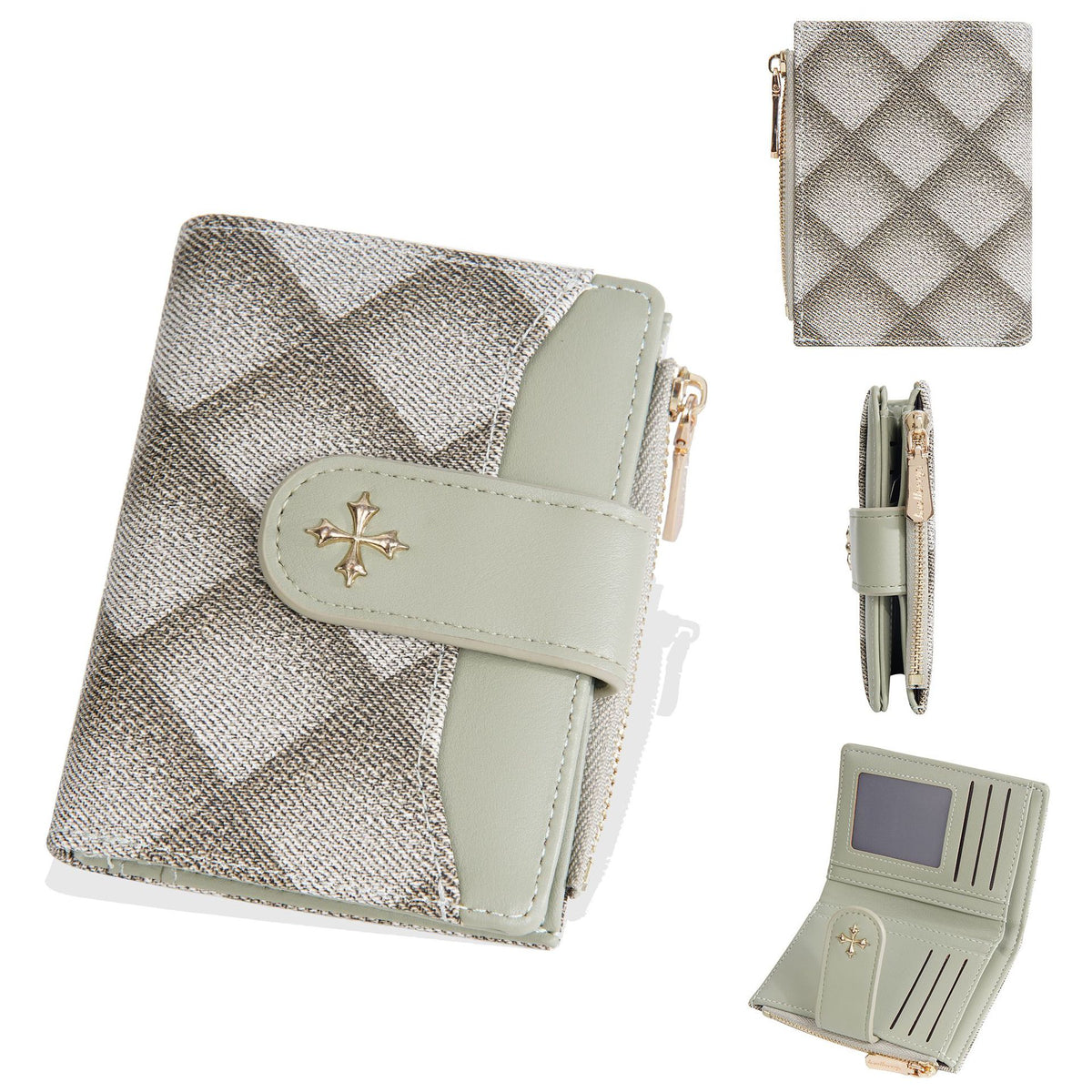Women's Short Classic Style Two Fold Fashion Rhombus Ladies Wallet