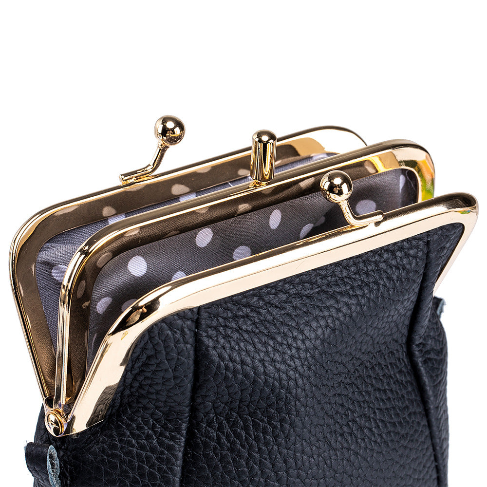 Women's Lychee Pattern Clip Simple Large Capacity Shoulder Bags