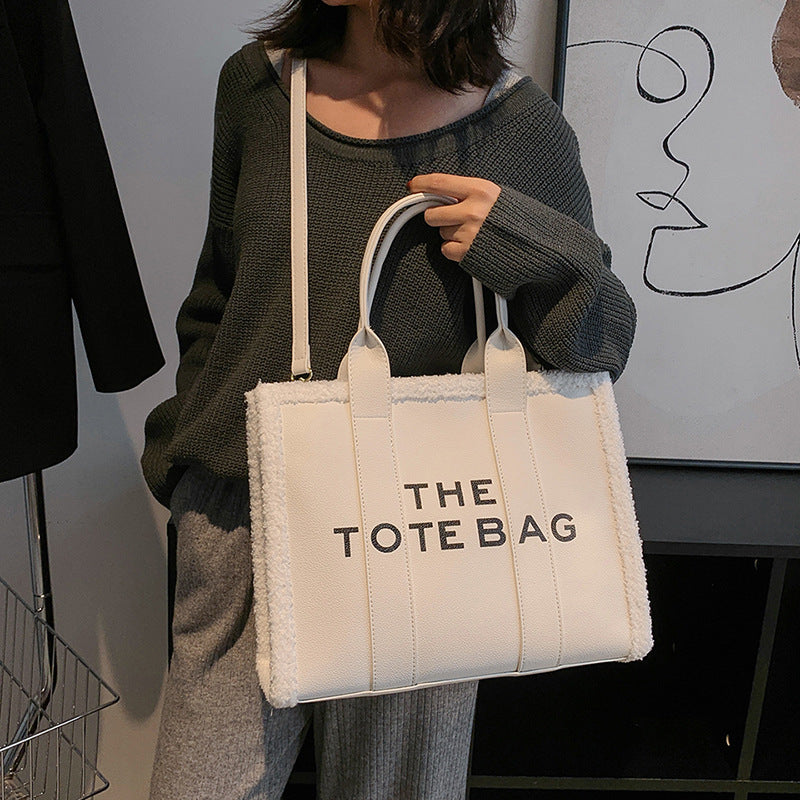 Lamb Wool Fashion Large Portable Lady's Handbags