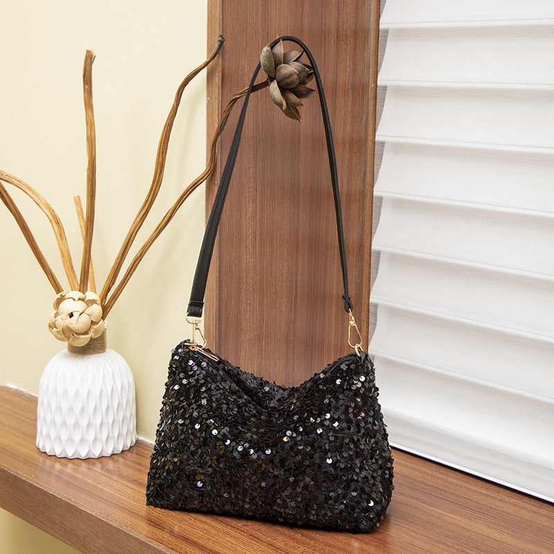 Simple Korean Style Popular Niche Sequin Fashion One Underarm Women's Shoulder Bag