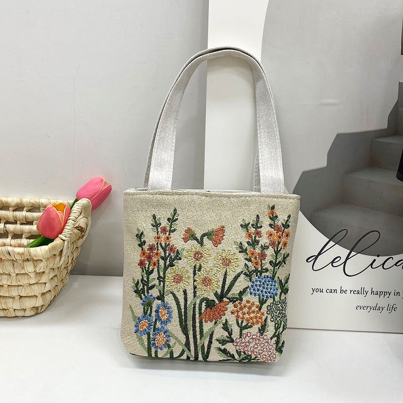 Women's Ethnic Style Elephant Embroidery Woven Flower One Women's Shoulder Bag