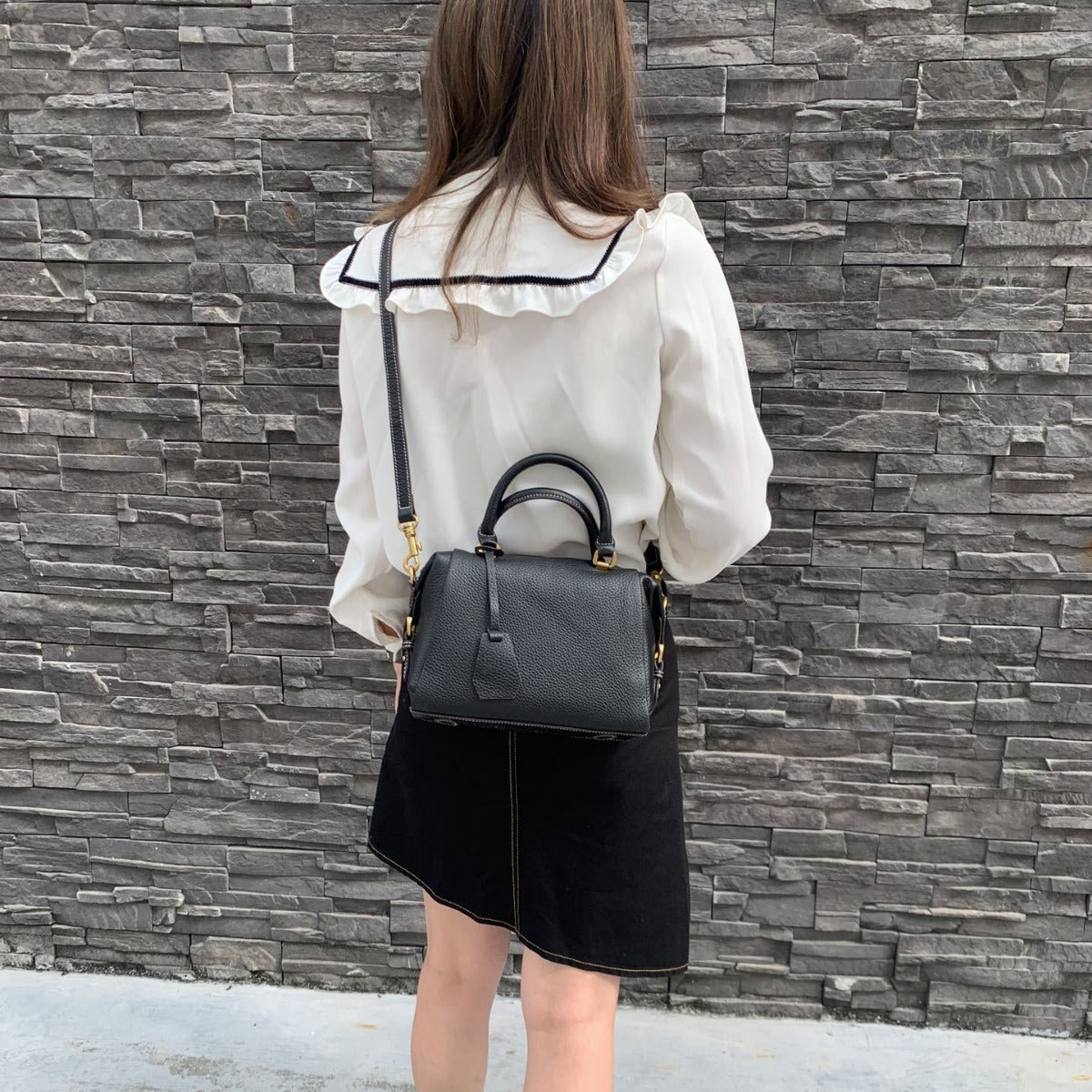 Women's Leather Boston Pillow Trendy Head Layer Cowhide Large Handbags