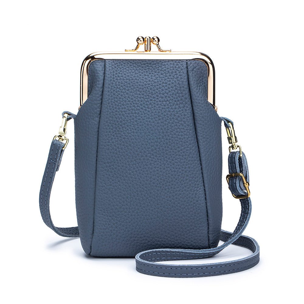 Women's Lychee Pattern Clip Simple Large Capacity Shoulder Bags