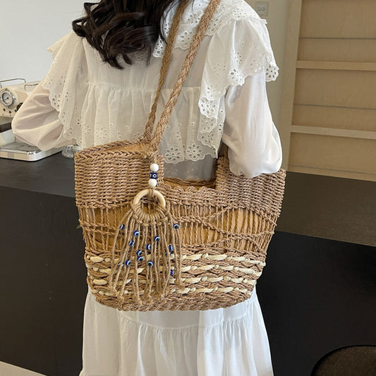 Women's Straw Large Capacity Summer Seaside Beach Tote Bags