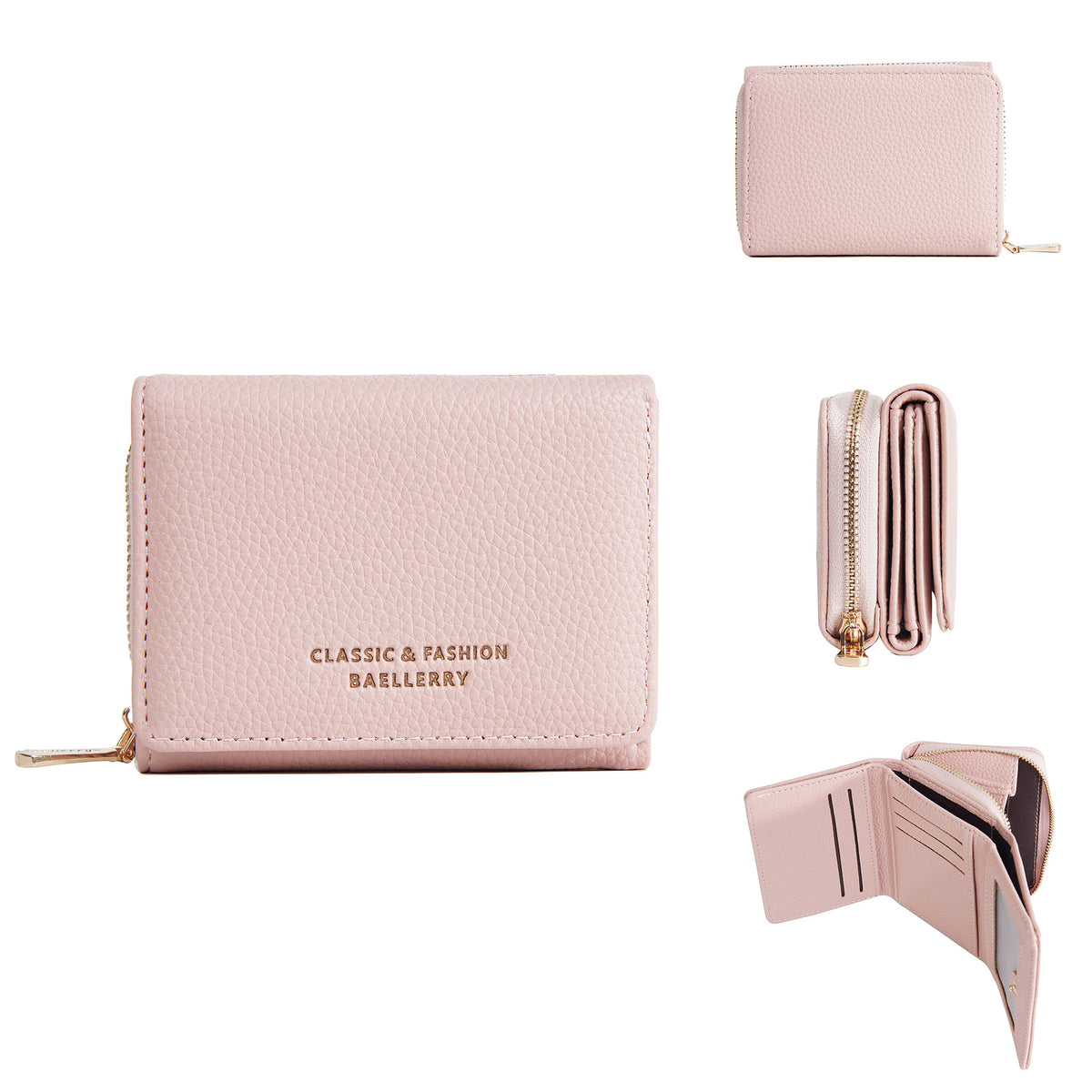 Women's Short Female Zipper Lychee Pattern Mini Coin Purses