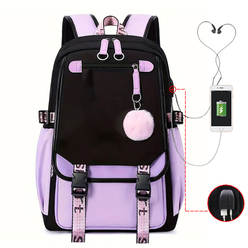 Children's Contrast Neutral Printing Primary Secondary Backpacks