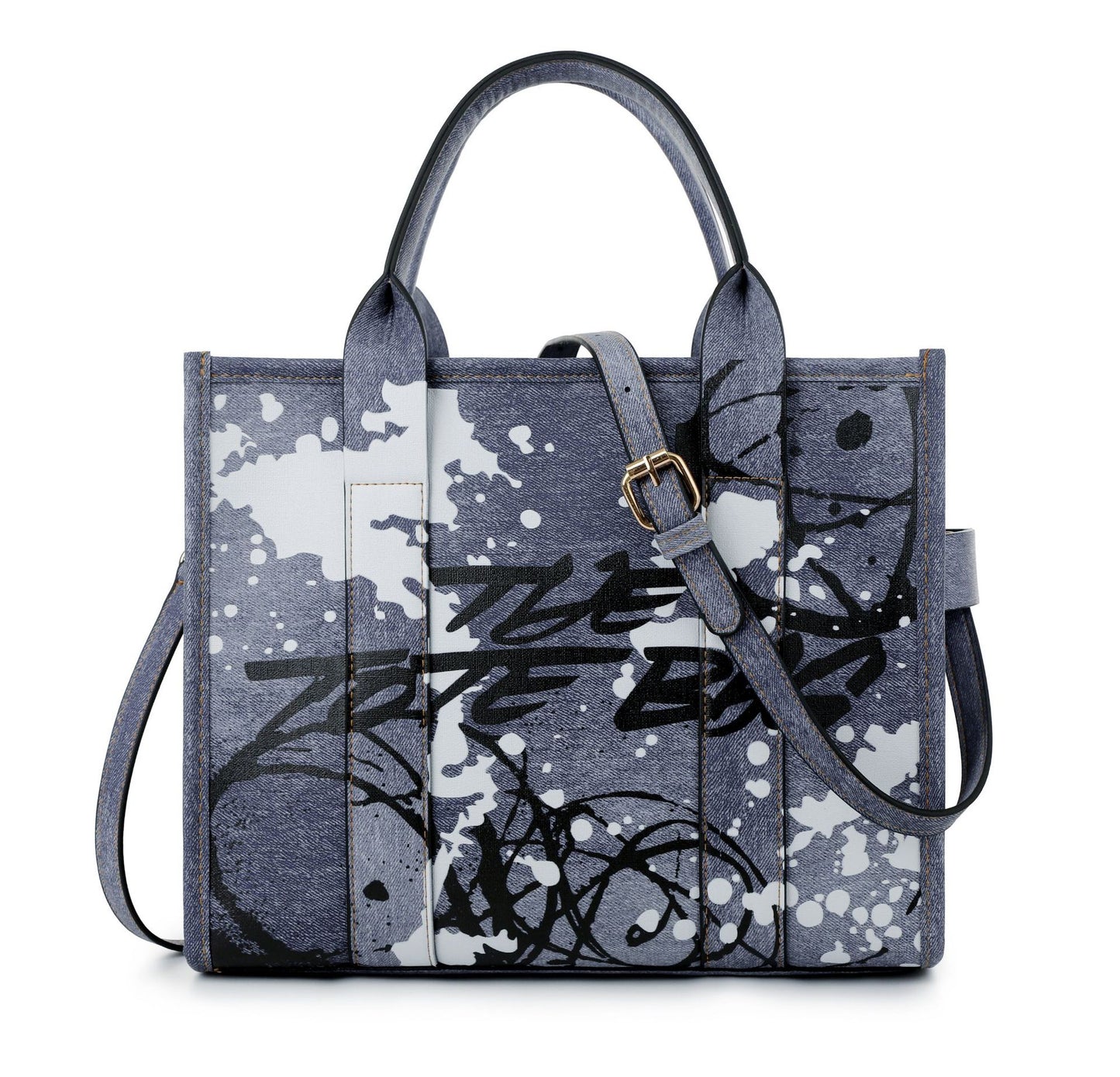 Women's Fashion Denim Pattern Large Capacity Tote Bags
