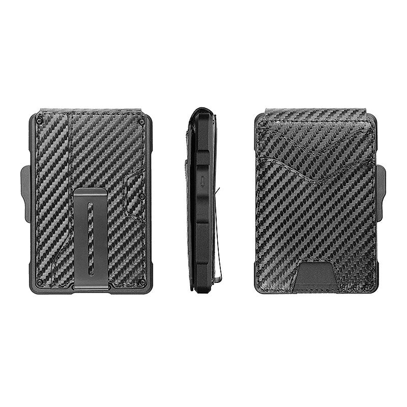 Men's Leather Metal Automatic Pinball Credit Business Card Holder