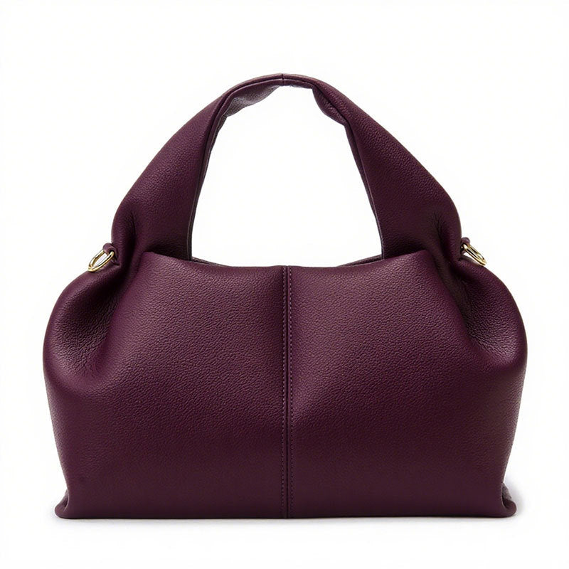 Women's French Soft Leather Cloud Fashion Simple Large Handbags
